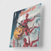 ヴィンテージハロウィーンデビルウォールクロック スクエア壁時計 (傾斜)