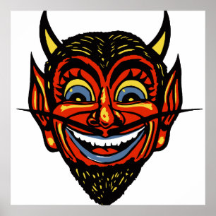 ヴィンテージハロウィーンデビルヘッド ポスター