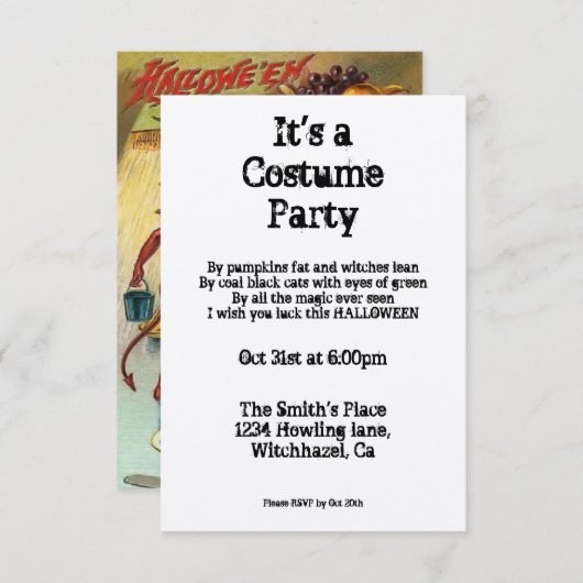 ヴィンテージハロウィーンデビル招待状 招待状 (正面/裏面)