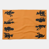 ヴィンテージハロウィーンデーモンデビルシルエット キッチンタオル (横)