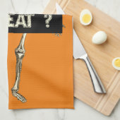 ヴィンテージハロウィーントリックまたはトリートスケルトン キッチンタオル (四つ折り)