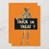 ヴィンテージハロウィーントリックまたはトリートスケルトン 招待状 (正面/裏面)
