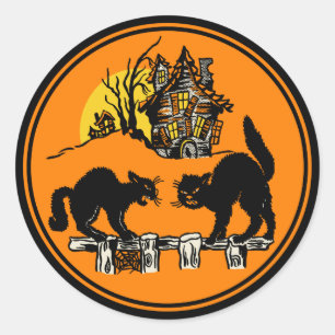 ヴィンテージハロウィーントリックまたはトリートステッカー ラウンドシール