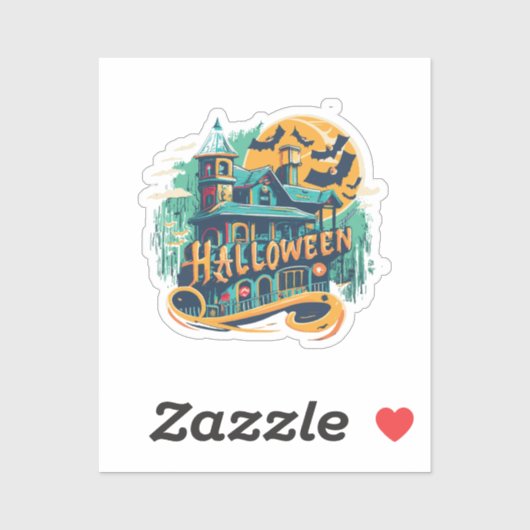 ヴィンテージハロウィーンハウスと幽霊 シール (シート)
