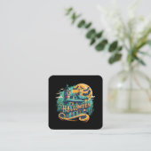 ヴィンテージハロウィーンハウスと幽霊 スクエア名刺 (スタンド正面)