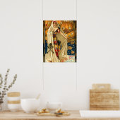 ヴィンテージハロウィーンハロウィーンのカボチャのちょうちんガール ポスター (キッチン)