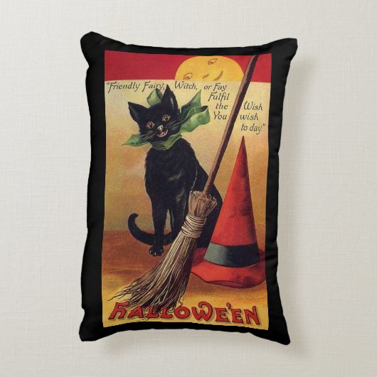 ヴィンテージハロウィーンバイエレンクラッサドル黒猫 アクセントクッション (裏面(縦))