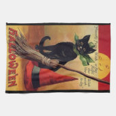 ヴィンテージハロウィーンバイエレンクラッサドル黒猫 キッチンタオル (横)