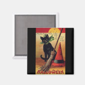 ヴィンテージハロウィーンバイエレンクラッサドル黒猫 マグネット (正面/裏面)