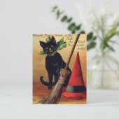 ヴィンテージハロウィーンバイエレンクラッサドル黒猫 招待状 (スタンド正面)