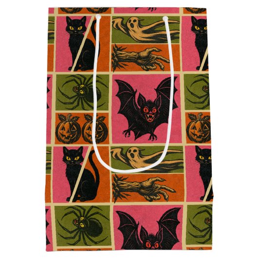 ヴィンテージハロウィーンパターン ミディアムペーパーバッグ (裏面)