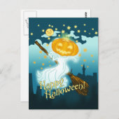 ヴィンテージハロウィーンパンプキン幽霊 ポストカード (正面/裏面)