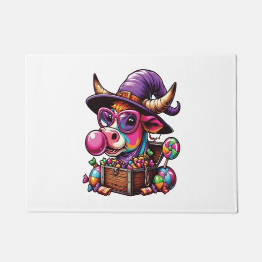 ヴィンテージハロウィーンファームウシ ドアマット (正面)