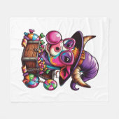 ヴィンテージハロウィーンファームウシ フリースブランケット (正面(横))