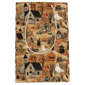 ヴィンテージハロウィーンファームパターン ミディアムペーパーバッグ (正面)