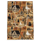 ヴィンテージハロウィーンファームパターン ミディアムペーパーバッグ (裏面)