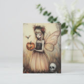 ヴィンテージハロウィーンフェアリーとパンプキン&スケルトン シーズンポストカード (スタンド正面)