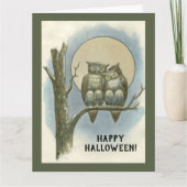 ヴィンテージハロウィーンフクロウズナイトムーン座って カード (正面)