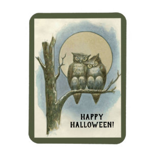 ヴィンテージハロウィーンフクロウズナイトムーン座って マグネット
