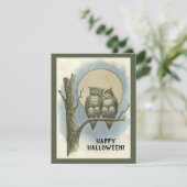 ヴィンテージハロウィーンフクロウズナイトムーン座って 招待状 (スタンド正面)