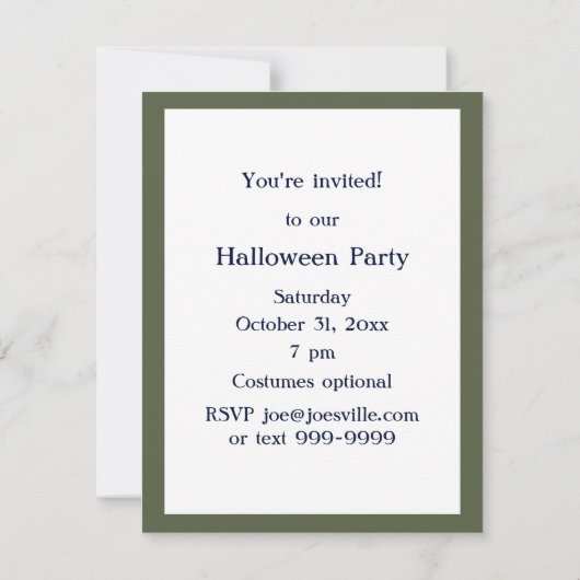 ヴィンテージハロウィーンフクロウズナイトムーン座って 招待状 (裏面)