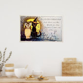 ヴィンテージハロウィーンフクロウ黒猫デコールポスター ポスター (キッチン)