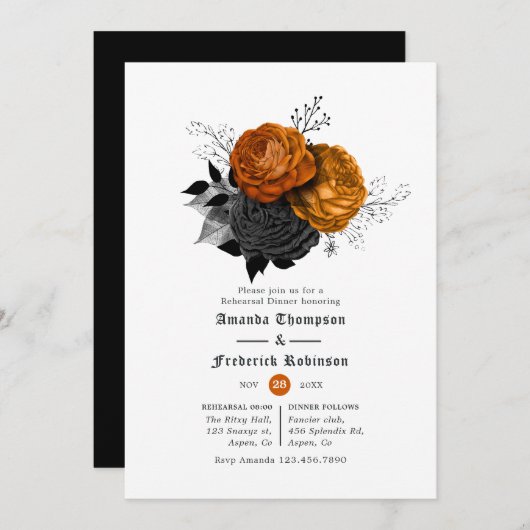 ヴィンテージハロウィーンフローラリハーサルディナー 招待状 (正面/裏面)