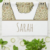 ヴィンテージハロウィーンフローラ幽霊ハンド キッチンタオル (折り畳み)