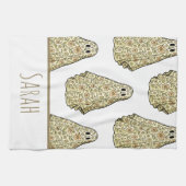 ヴィンテージハロウィーンフローラ幽霊ハンド キッチンタオル (横)