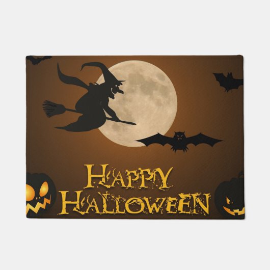 ヴィンテージハロウィーンブラックイマジックウィッチ ドアマット (正面)
