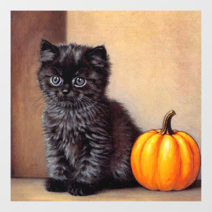 ヴィンテージハロウィーンブラックキットンイラストレーション ウィンドウサイン