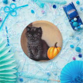 ヴィンテージハロウィーンブラックキットンイラストレーション ペーパープレート (パーティー)