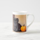 ヴィンテージハロウィーンブラックキットンイラストレーション ボーンチャイナマグカップ (右)