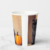 ヴィンテージハロウィーンブラックキットンイラストレーション 紙コップ (左)