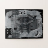 ヴィンテージハロウィーンブラックキャッツウィッチとこうもり ジグソーパズル (横)