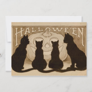 ヴィンテージハロウィーンブラックキャッツ招待状カード 招待状