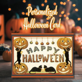 ヴィンテージハロウィーンブラックキャッツ&カボチャカスタムン シーズンカード