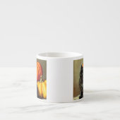 ヴィンテージハロウィーンブラックキャットとカボチャ エスプレッソカップ (正面)