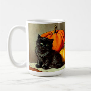 ヴィンテージハロウィーンブラックキャットとカボチャ コーヒーマグカップ