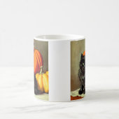 ヴィンテージハロウィーンブラックキャットとカボチャ コーヒーマグカップ (中央)