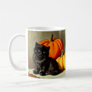 ヴィンテージハロウィーンブラックキャットとカボチャ コーヒーマグカップ