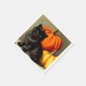ヴィンテージハロウィーンブラックキャットとカボチャ スタンダードカクテルナプキン (角)