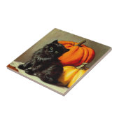 ヴィンテージハロウィーンブラックキャットとカボチャ タイル (側面)