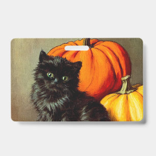 ヴィンテージハロウィーンブラックキャットとカボチャ バッジ