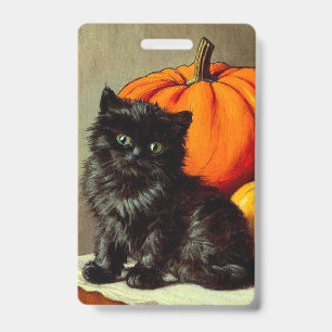 ヴィンテージハロウィーンブラックキャットとカボチャ バッジ