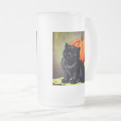 ヴィンテージハロウィーンブラックキャットとカボチャ フロストグラスビールジョッキ (正面右)