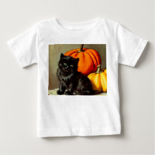 ヴィンテージハロウィーンブラックキャットとカボチャ ベビーTシャツ