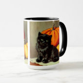 ヴィンテージハロウィーンブラックキャットとカボチャ マグカップ (正面右)