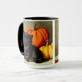 ヴィンテージハロウィーンブラックキャットとカボチャ マグカップ (正面左)
