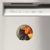 ヴィンテージハロウィーンブラックキャットとカボチャ マグネット (インサイチュ (食洗機))